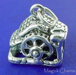 Sterling Silver MILL HOUSE With WATER WHEEL 3D Charm  