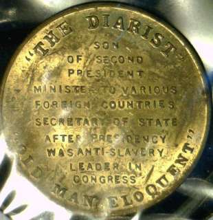 John Quincy Adams MINT Version #1 Commemorative Brass Medal   Token 
