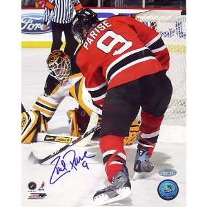  NHL Zach Parise Goal Vs Bruins Autographed 8 by 10 Inch 