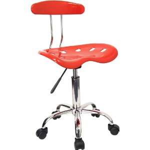  Vibrant Red and Chrome Computer Task Chair With Tractor 