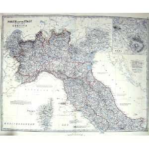   Map C1860 Italy Corsica Rome Elba Sardinia Bay Naples