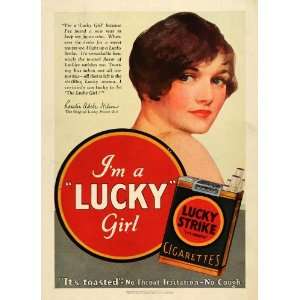  Girl Lucky Strike Cigarette American Tobacco   Original Print Ad Home