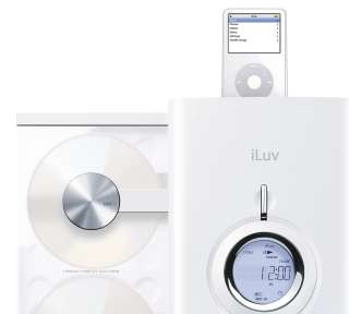 iLuv i9200 Vertical Loading 4 CD Audio System with Dock for iPod (White)