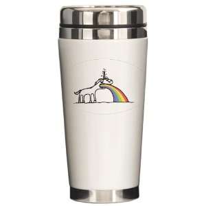    Ceramic Travel Drink Mug Unicorn Vomiting Rainbow 