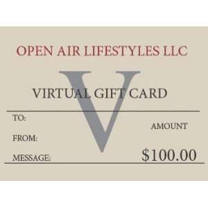  Open Air Lifestyles, LLC Virtual Gift Card $100.00 Health 