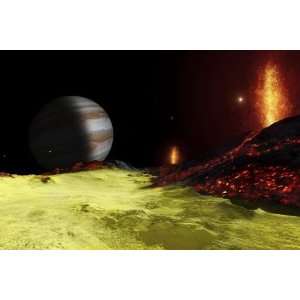  Volcanic Activity on Jupiters Moon Io, with the Planet 