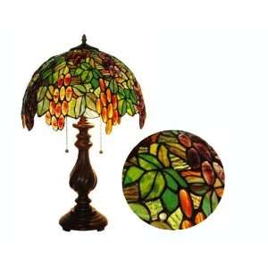 Amora Grapes Stained Glass Tiffany Style Table Lamp Shade Diameter 16 