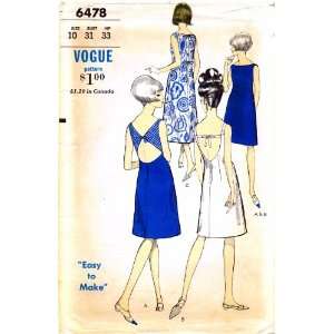 Vogue 6478 Vintage Sewing Pattern Cocktail Sun Dress Sundress Cut Out 