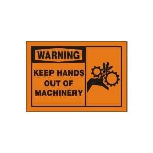 WARNING Labels KEEP HANDS OUT OF MACHINERY (W/GRAPHIC) Adhesive Dura 