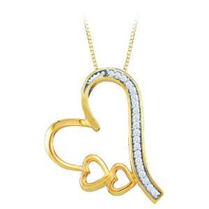  10K Yellow Gold 0.07 ct. Diamond Heart Pendant with Chain 