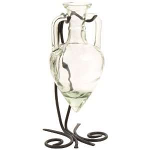 Wide Amphora Glass Bottle Vase & Butterfly Stand 