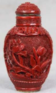 L151 HD CARVED 1960s DP RELIEF CHINESE CINNABAR LACQUER BUTTERFLY 