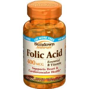  Sundown Naturals Folic Acid, 400 mcg, Tablets 350 tablets 