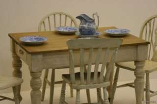 An Antique Victorian Pine Farmhouse Table & 4 Chairs   Shabby Chic 