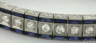 ANTIQUE ART DECO PLATINUM 11.60CT DIAMOND AND SAPPHIRE LINE BRACELET 