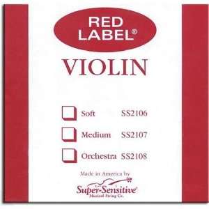  Super Sensitive Red Label Violin String Set   3/4 Size 