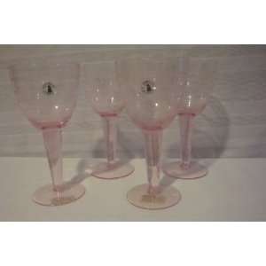 Set of 4 Pink IKEA Wine Glasses, Swirl Design Everything 