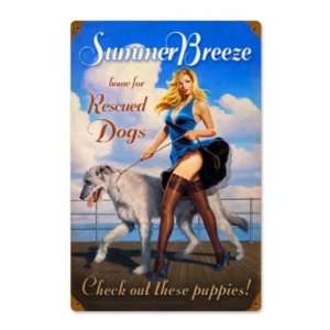    Summer Breeze Pin Up Dog Vintage Metal Sign