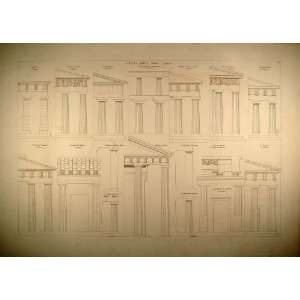  1841 Engraving Ancient Greek Doric Columns Architecture 