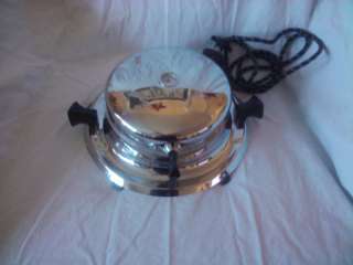 Vintage Chrome Waffle Iron   Electric   7 1/2 Waffle  