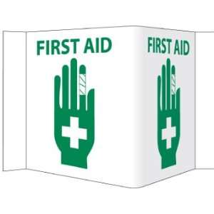  Visi Sign, First Aid, White, 5 3/4X8 3/4, .125 PVC Plastic 