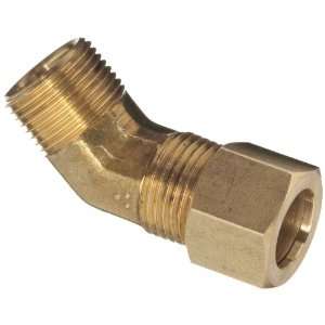 Anderson Metals Brass Tube Fitting, 45 degree Elbow, 3/8 Compression 