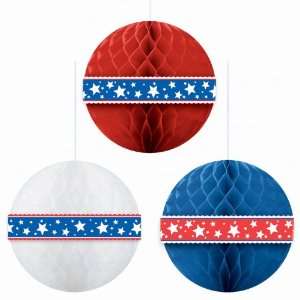   Party By amscan Red, White & Blue Honeycomb Balls 