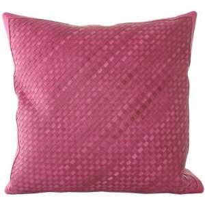  Lance Wovens Watercolor Raspberry Leather Pillow
