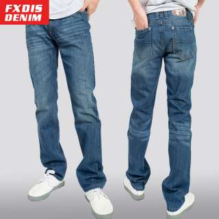   Casual straight leg washed denim jeans blue W29 W34 #MS 030  