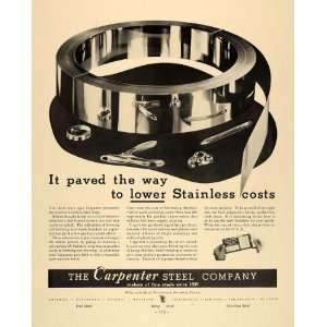  1938 Ad Carpenter Steel Stainless Ductile Strip Reading 