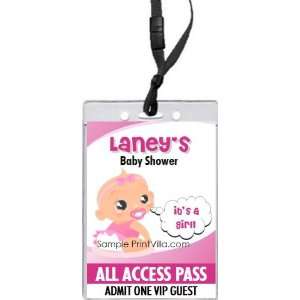   Baby Girl Pink Baby Shower VIP Pass Invitation