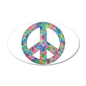 38.5x24.5O Wall Vinyl Sticker Tye Dye Peace Symbol Physchedelic Teddy 