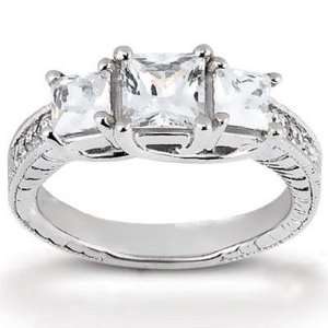  Antique Princess Cut Diamond Ring in Platinum Jewelry