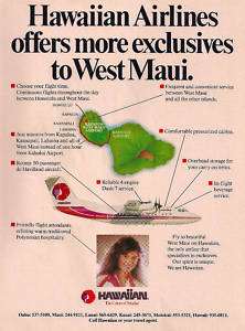 HAWAIIAN AIRLINES 1988 D/H DASH 7 TO WEST MAUI AD  