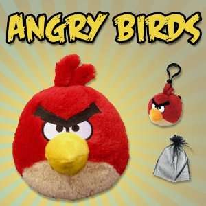 Angry Birds 5 Inch DELUXE Plush Red Bird with Free backpack clip angry 