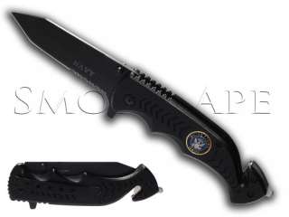 BLACK OPS NAVY TACTICAL SURVIVAL / RESCUE Spring Assisted Knife 8