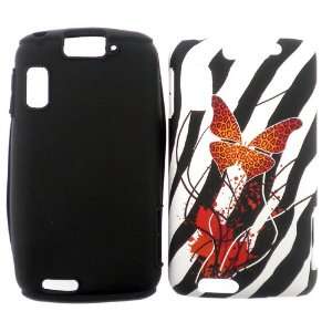 Zebra Animal Skin with Red Leopard Butterfly Design Dual Layer Hybrid 