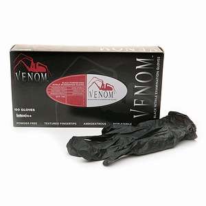 Venom Exam Glove, Latex Free, Black, Medium 100 ea  