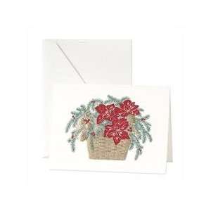   Stewart Engraved Poinsettia Basket Holiday Cards