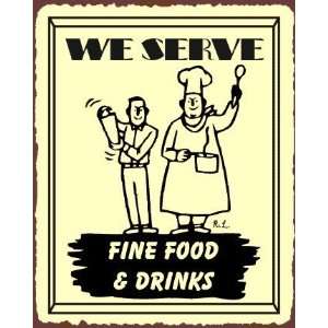  Fine Foods & Drinks Vintage Metal Art Restaurant Bar Retro 
