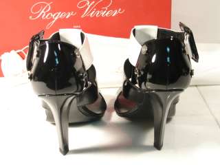 NIB Roger Vivier Black & White Patent Leather Pumps 7 B  