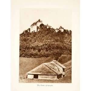  1929 Photogravure Gruyeres Switzerland Castle Fribourg 