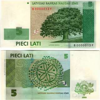 2009 Latvia 5 LATI banknote B0000013A UNC  