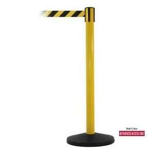  Yellow Post Safety Barrier, 7.5ft, Authorized Belt