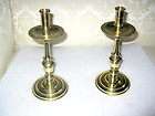 pair williamsburg virginia metalcrafters brass cathedral candlesticks 