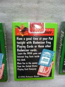 VINTAGE PLAYING CARDS BUDWEISER 3 DECKS FROG BEER RETRO  