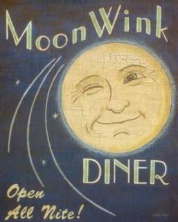 Vintage Moon Wink Diner Art Cross Stitch Pattern  