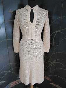 ANTIQUE RIBBON KNIT VINTAGE 1940s 40s IVORY DRESS~S  