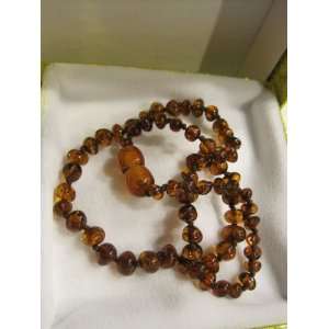  Teething Necklace   Baltic Amber Rounded bead   Cognac 12 