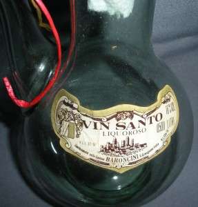 VINTAGE HANDBLOWN GLASS WINE BOTTLE DECANTER LT GREEN  